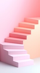 Poster - Pastel Pink and Orange Isometric Staircase Blocks