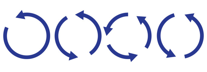 Poster - Circle arrow icon set. Symbol of reload, refresh, loading, recycle and repeat. Interconnecting round arrow vector icons set. Work in progress sign. One, two, three, four arrow in the loop.