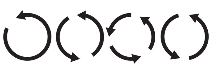 Poster - Circle arrow icon set. Symbol of reload, refresh, loading, recycle and repeat. Interconnecting round arrow vector icons set. Work in progress sign. One, two, three, four arrow in the loop.