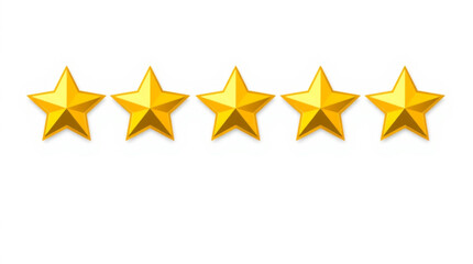 Poster - Five golden stars aligned horizontally against a white background signifying excellent rating or review created with generated ai