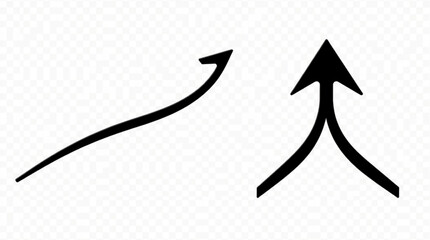 Poster - Illustration of two black arrows pointing upwards and to the right on a white background created with generated ai