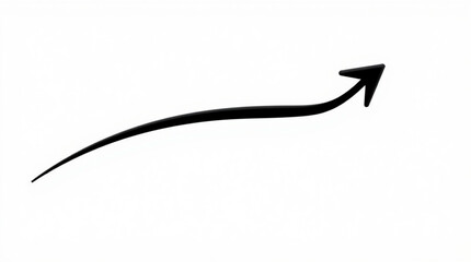 Poster - Curved black arrow pointing upwards and to the right on a white background in a simple illustration created with generated ai