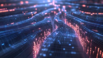 Fototapete - Digital Network Flow: A mesmerizing display of digital pathways, vibrant with interconnected data streams, portraying the complex, global network. 