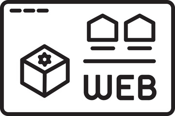 Poster - This features minimalist web design concept with cube and house icons, symbolizing digital architecture and development. word WEB is prominently displayed, emphasizing online presence