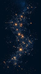 Poster - Futuristic Hexagonal Grid of Thin Neon Blue Lines and Glowing Points