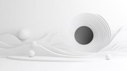 Poster - White Wall with Black Hole Cutout and Clean Ambient