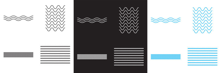 Aufkleber - Wave ornament pattern. Wavy zigzag lines. Wave thin line background.  Vector for websites, mobile interfaces, presentations, banner, visual branding etc. EPS 10