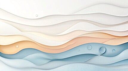Poster - Abstract Pastel Wave Background with Layered Paper Cutout Texture