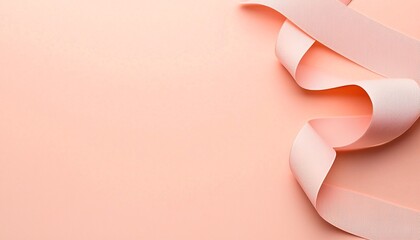 Poster - Peach Coral Ribbon Texture Stream on Pink Background