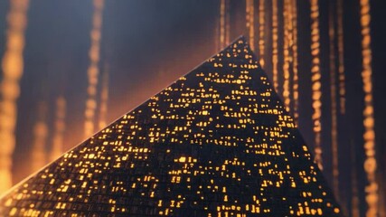 Poster - Illuminated Pyramid: A captivating illustration of an advanced technological pyramid radiating intricate data streams, symbolizing information and innovation.