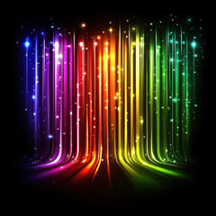Wall Mural - vibrant rainbow light trails on a black background for creative designs