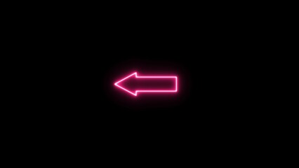 Wall Mural - Glowing neon light arrow icon illustration. neon road sign. Abstract directional arrow icon on black background.