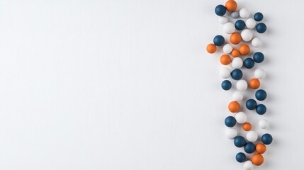 Poster - Abstract Scatter Plot with Blue Orange and White Spheres on White Grid Background