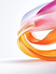 Poster - Abstract Swirling Orange Pink and Gray Shapes on White Background