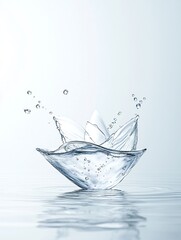 Poster - Abstract Water Shapes Forming Triangle in Muted Blue Tones