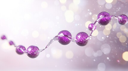 Fototapete - Purple Glowing Spheres Connected in a Sparkling Background