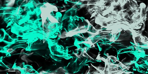 Aufkleber - abstract artistic illustration of swirling shapes in teal and gray against a dark background