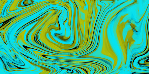 Aufkleber - abstract liquid marble texture with vibrant turquoise and green colors in dynamic swirls