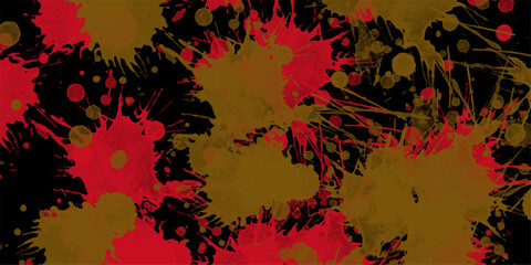 Aufkleber - Abstract red and brown paint splatter design against a black background for creative use
