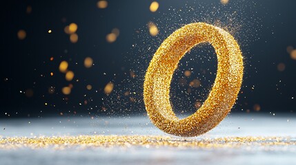 Poster - Golden Glitter Circle Pattern in Motion