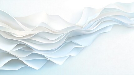 Poster - Abstract White And Blue Paper Wave Ripples Background