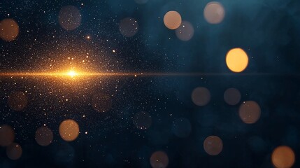 Poster - Golden Light Burst on Blue Background