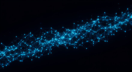 Abstract plexus structure with connecting dots and lines on dark background.