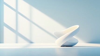Poster - Abstract White Sculpture in a Pure White Background with Light and Shadow