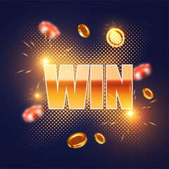 Wall Mural - Shining win banner with gold confetti