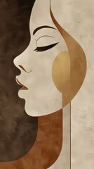 Poster - Abstract profile of a woman in warm tones presents an artistic expression of beauty and grace