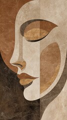  - Abstract profile art featuring elegant shapes and earthy tones in a modern design