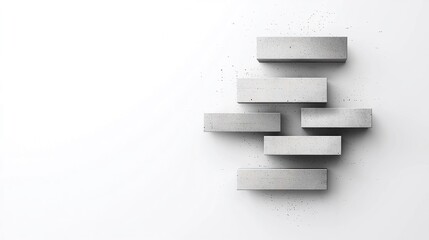 Poster - Grey Geometric Shapes Floating on White Background