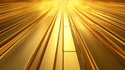 Poster - Stunning view of golden light rays illuminating shiny metallic surfaces, creating warm