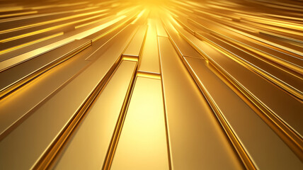 Poster - Stunning display of golden light rays reflecting off sleek metallic surfaces creates warm