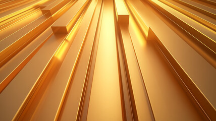 Poster - Stunning display of golden metallic bars reflecting light, creating warm ambiance