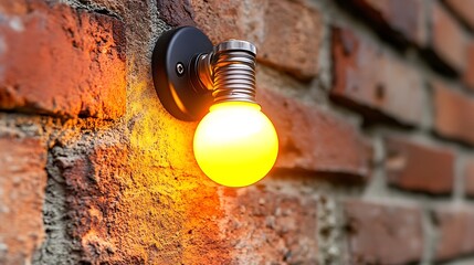 Poster - Illuminating a brick wall with a modern decorative light bulb fixture