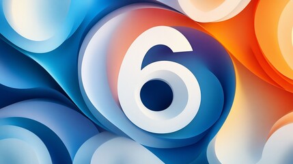 Leinwandbilder - Abstract image featuring the number six with vibrant color gradients and layers