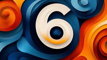 Leinwandbilder - Abstract number six composition with layered circular and flowing elements