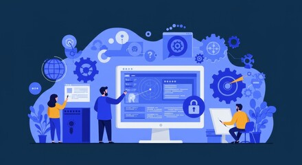 Creative Illustration Teamwork Development Programming Coding Concept