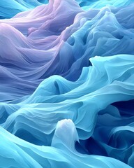 Poster - A mesmerizing abstract composition featuring flowing waves of soft blue and lavender hues, creating a serene and dreamlike atmosphere.