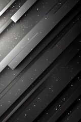 Poster - A modern abstract composition featuring layered black and silver geometric shapes against a backdrop of scattered white stars, evoking a sense of depth and sophistication.