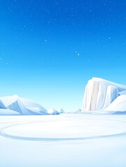 Poster - Arctic Nightscape: White Mountains Under a Starlit Blue Sky