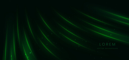 Wall Mural - green elegant background wiht green light beam. hi speed motion moving concept on black background.