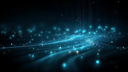 Wall Mural - a mesmerizing abstract scene of flowing blue and golden lights creating a digital wave effect