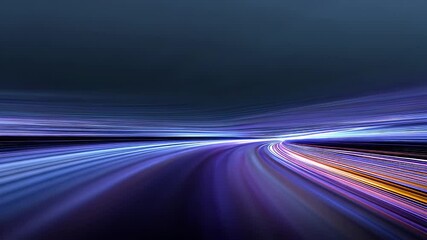 Wall Mural - abstract light trails create a dynamic sense of motion along a dark highway at night