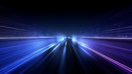 Wall Mural - abstract light trails creating a sense of speed and motion in a dark futuristic environment