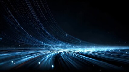 Wall Mural - Abstract light trails in a dark background, creating a sense of motion and depth with glowing particles