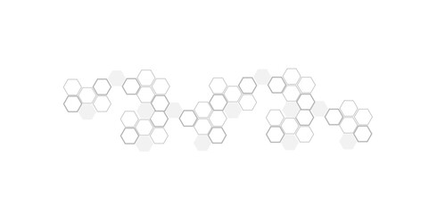 Wall Mural - Minimalist High-Tech Concept Featuring a Seamless White and Grey Hexagon Grid Pattern, Perfect for Backgrounds, Web Design, and Innovative Digital Illustrations	