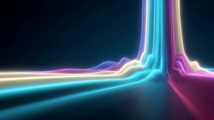Wall Mural - Abstract neon landscape with flowing colors and light trails, creating a surreal atmosphere