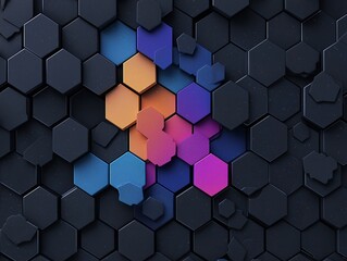 Poster - Luminous Gradient Hexagonal Shapes Abstract Background